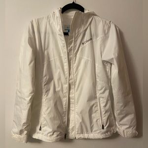 Columbia White Waterproof Hooded Rain Jacket XS